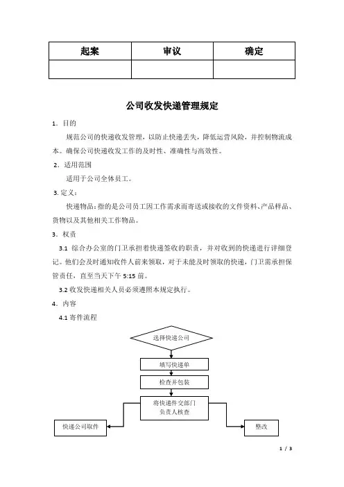 集团公司快递收发管理制度