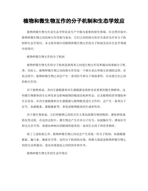 植物和微生物互作的分子机制和生态学效应