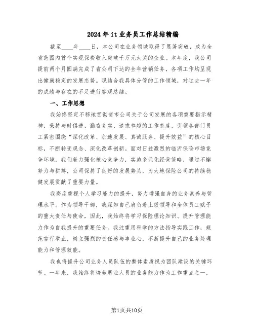 2024年it业务员工作总结精编（5篇）