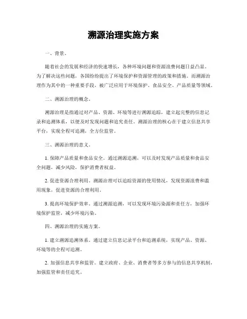 溯源治理实施方案