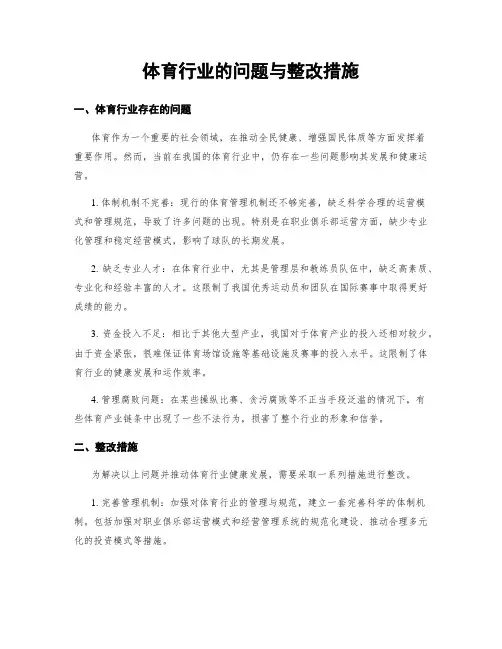 体育行业的问题与整改措施