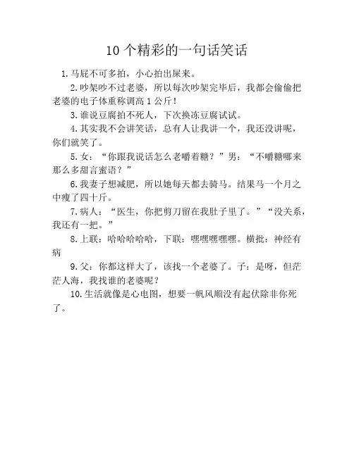 10个精彩的一句话笑话笑话大全段子冷笑话