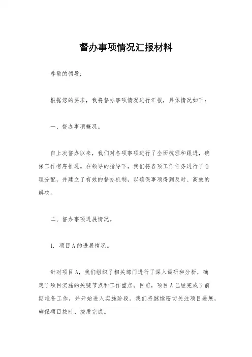 督办事项情况汇报材料