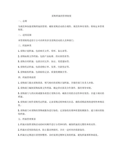 采购档案的管理制度