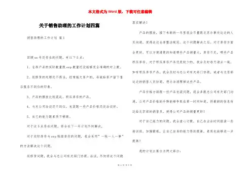 关于销售助理的工作计划四篇