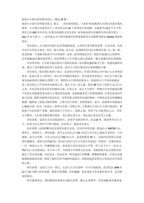海南大小洞天的导游词范文