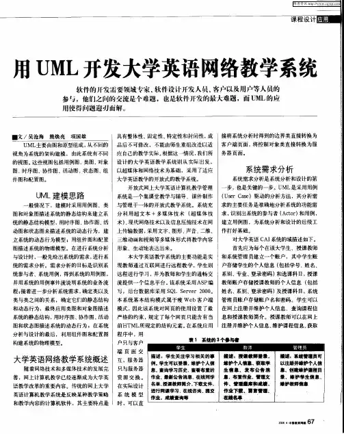 用UML开发大学英语网络教学系统