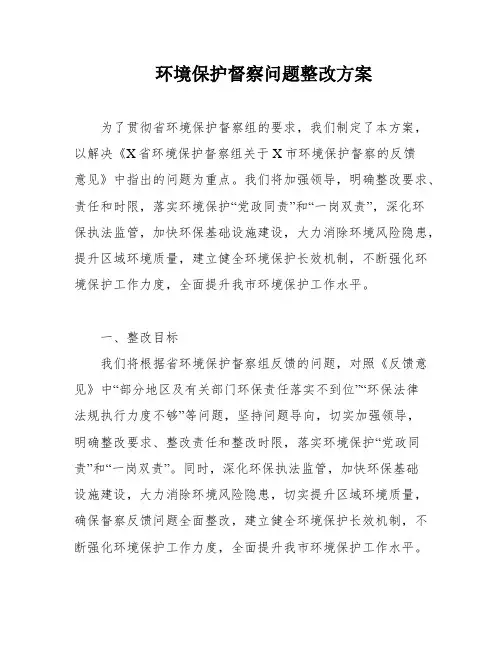 环境保护督察问题整改方案