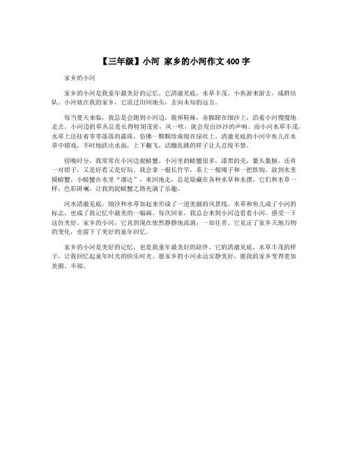 【三年级】小河 家乡的小河作文400字