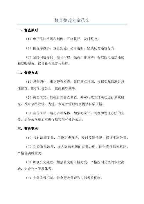 督查整改方案范文