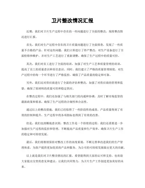 卫片整改情况汇报