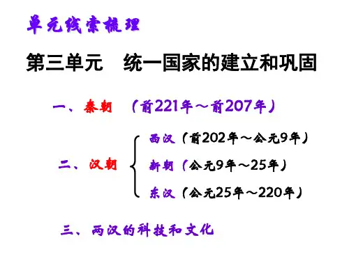 第三单元统一多民族国家的建立和巩固复习