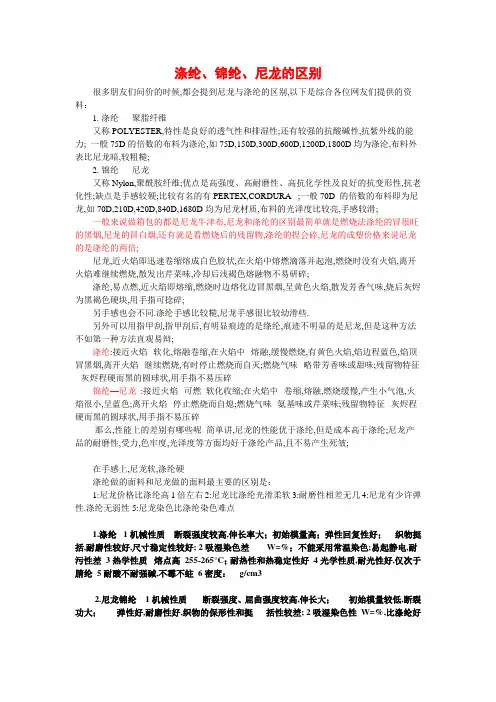 涤纶锦纶尼龙的区别锦纶尼龙
