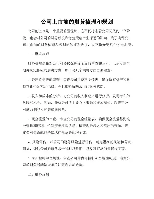 公司上市前的财务梳理和规划
