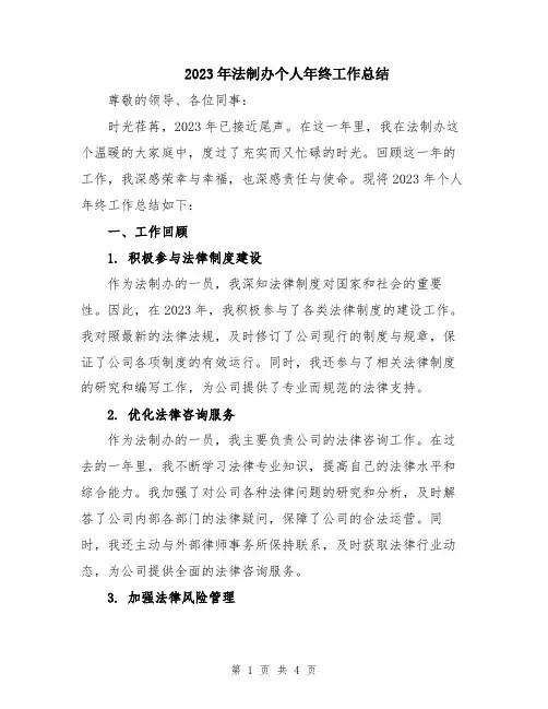 2023年法制办个人年终工作总结