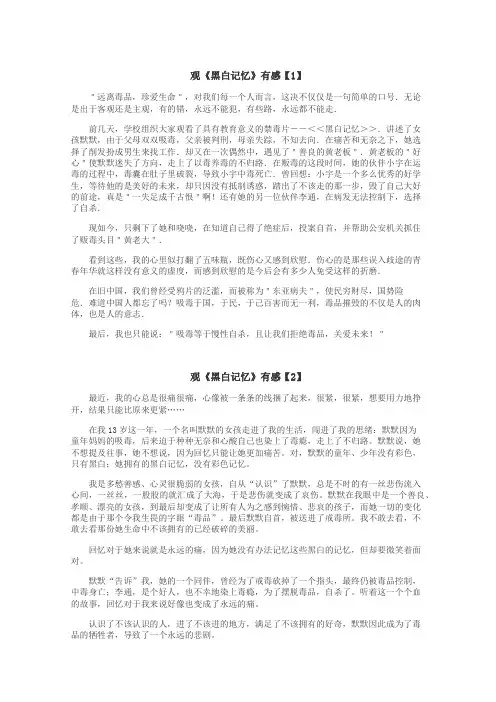 观黑白记忆有感作文
