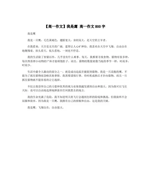 【高一作文】我是鹰 高一作文800字