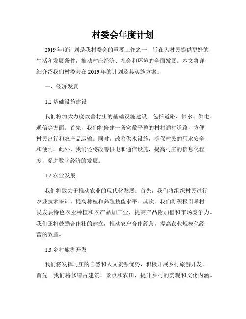 村委会年度计划