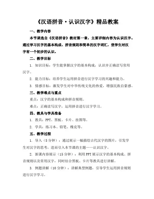 《汉语拼音·认识汉字》精品教案