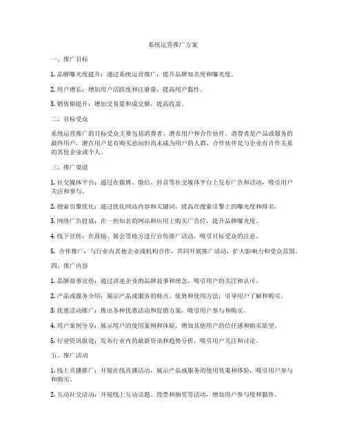 系统运营推广方案