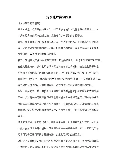 污水处理实验报告