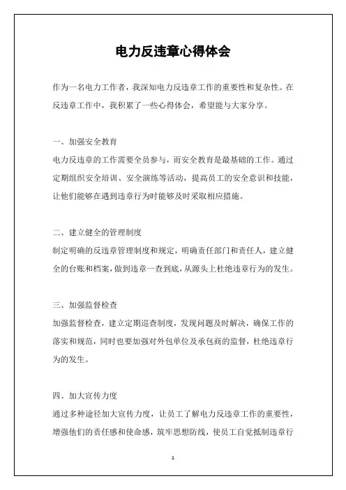 电力反违章心得体会