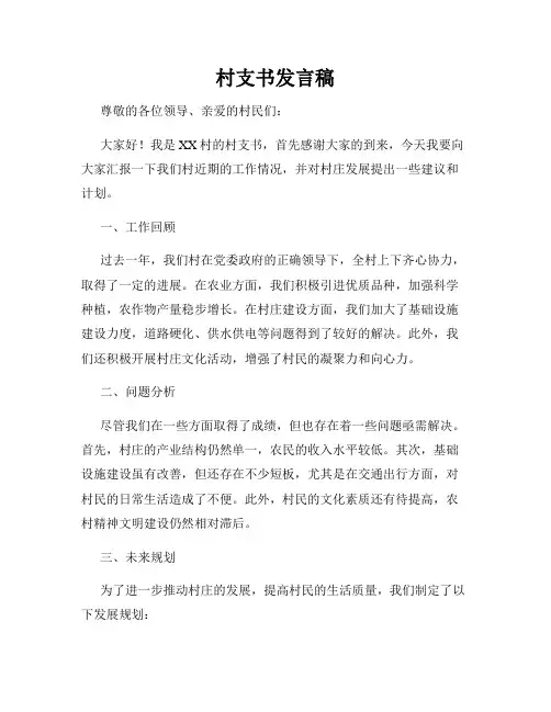 村支书发言稿