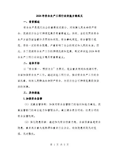 2024年安全生产三项行动实施方案范文(2篇)