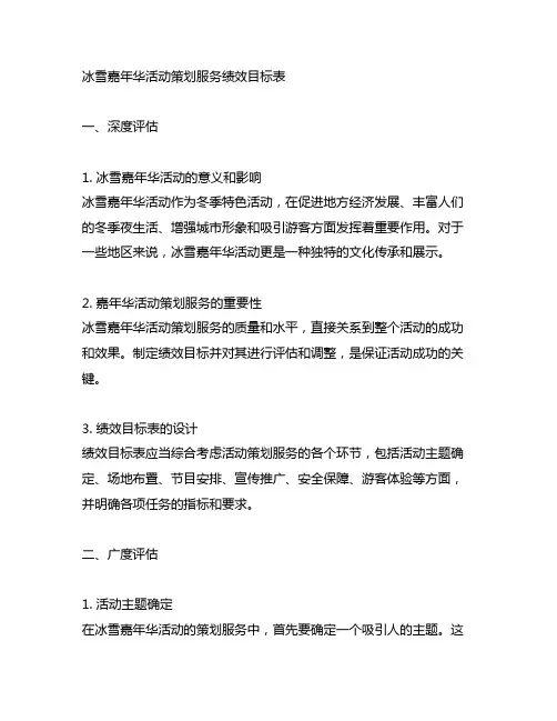 冰雪嘉年华活动策划服务绩效目标表