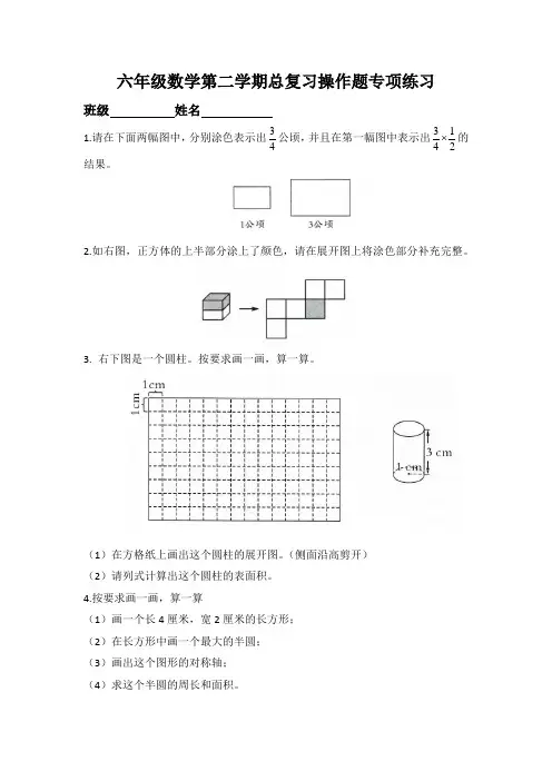 六年级数学第二学期总复习操作题专项练习