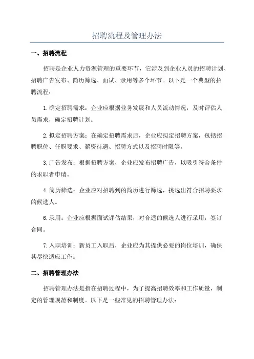 招聘流程及管理办法