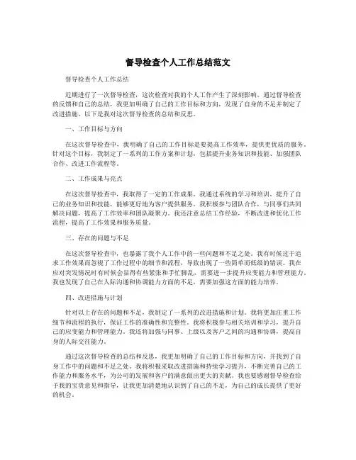 督导检查个人工作总结范文