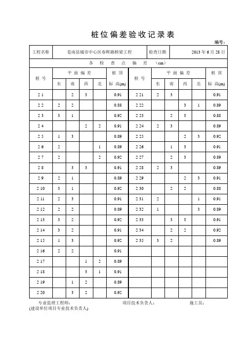桩位偏差验收记录表