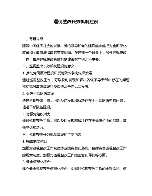 巡视整改长效机制建设