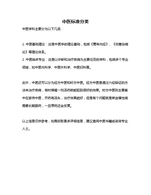 中医标准分类