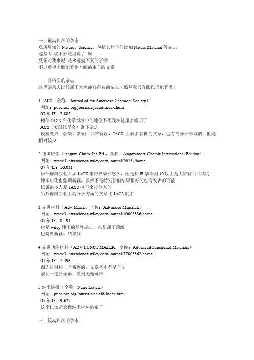 高分子杂志影响因子