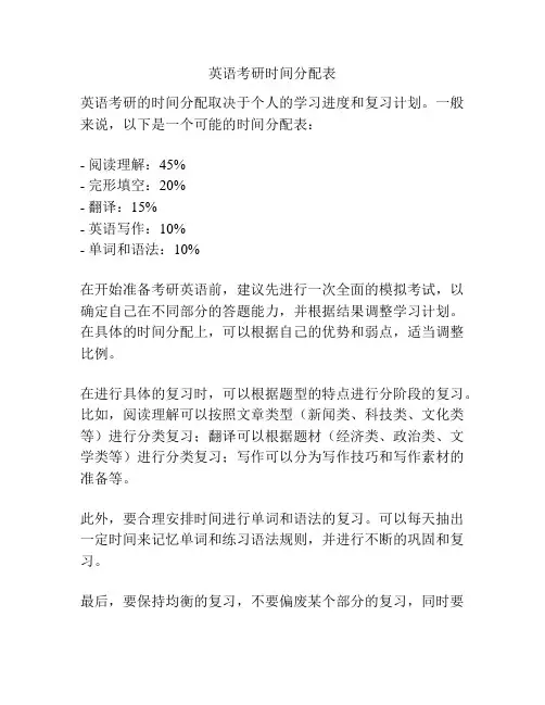 英语考研时间分配表