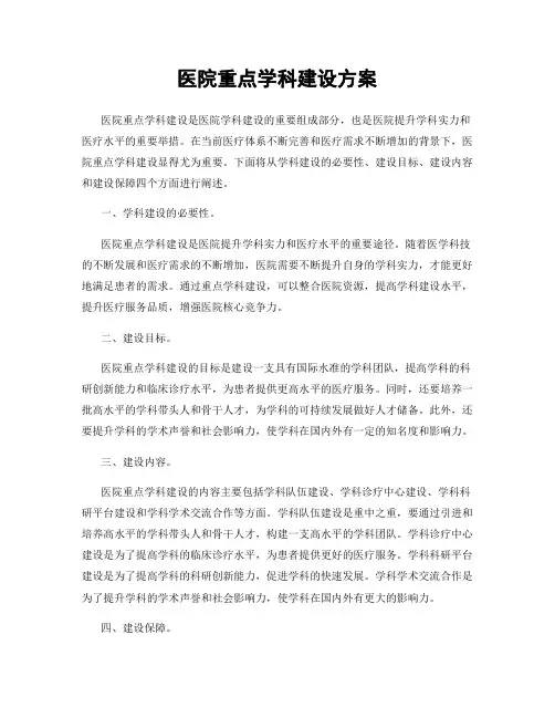 医院重点学科建设方案