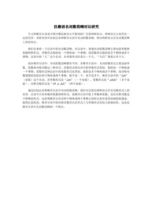 汉维语名词数范畴对比研究