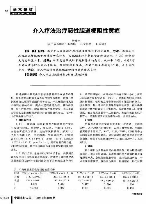 介入疗法治疗恶性胆道梗阻性黄疸