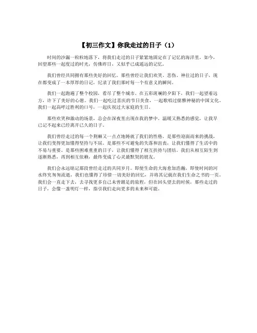【初三作文】你我走过的日子(1)