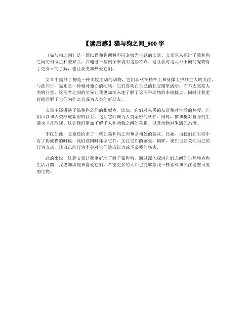 【读后感】猫与狗之间_900字