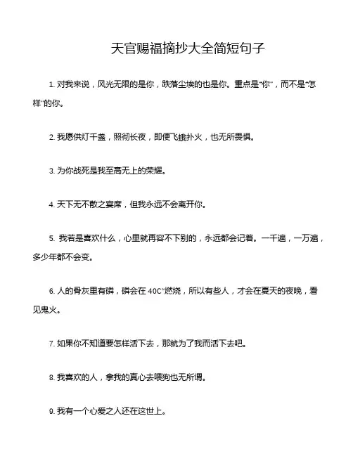 天官赐福摘抄大全简短句子