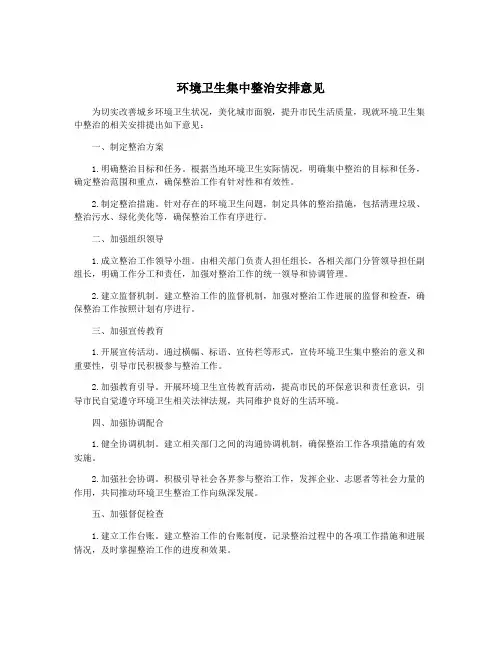 环境卫生集中整治安排意见