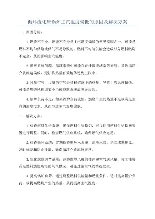 循环流化床锅炉主汽温度偏低的原因及解决方案