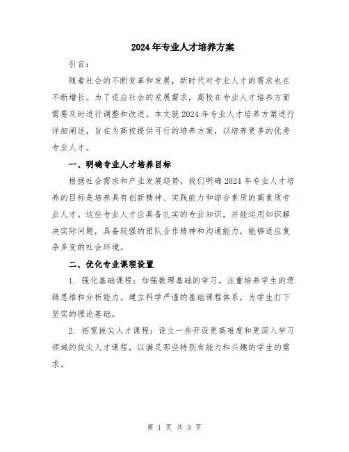 2024年专业人才培养方案