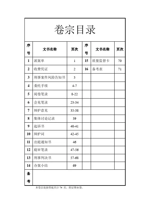 案件卷宗目录