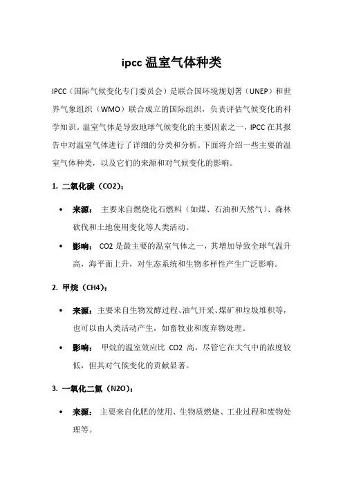 ipcc温室气体种类