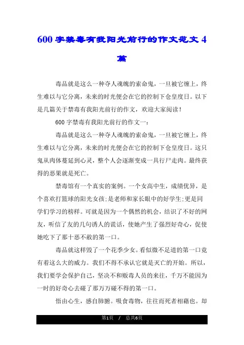 600字禁毒有我阳光前行的作文范文4篇.doc