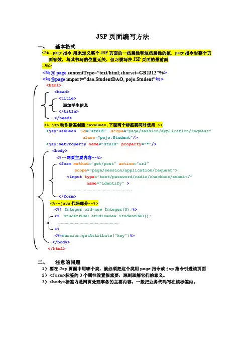 JSP页面编写方法